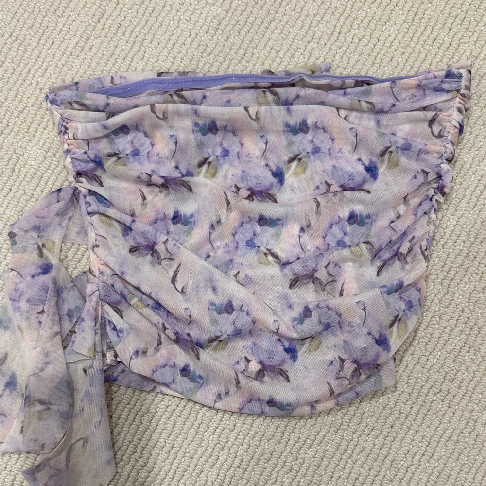 Zara strapless Ruffled Drape Ruffle Top - Picture 6 of 6
